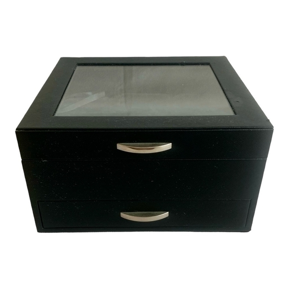 Black Display Jewelry Box Clear Lid 2 Layers Jewelry Organizer Jewelry Storage - Picture 4 of 4